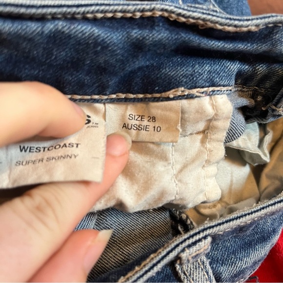 Rollas West Coast Super Skinny High Rise Jeans Stretch Blue Denim Medium Wash 28 - Picture 7 of 10